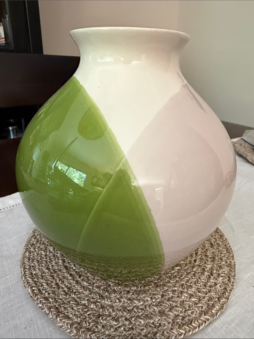 Crate & Barrel Tri-Color Block Ceramic Decorative Vase